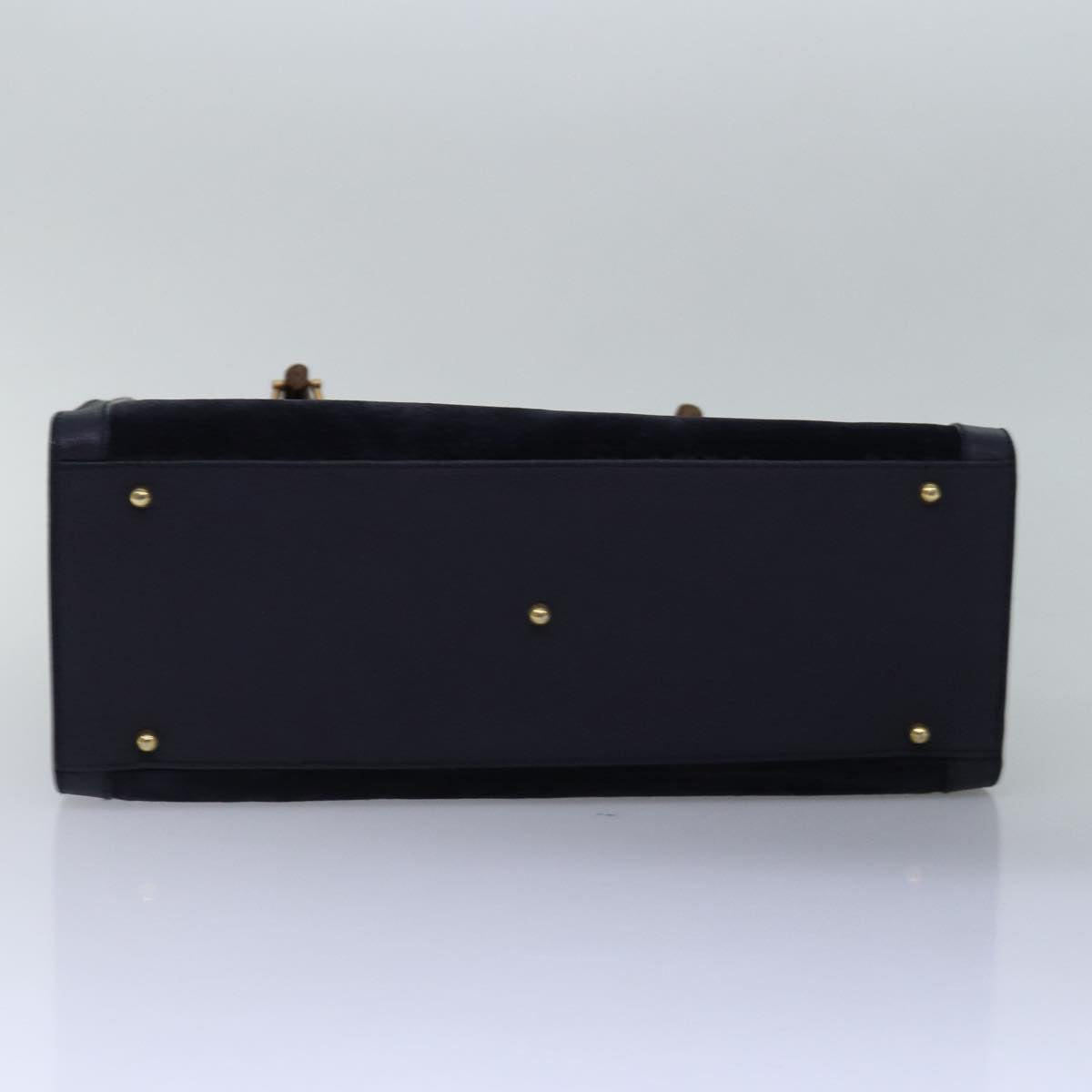 GUCCI Bamboo Hand Bag Suede Navy Auth 77669