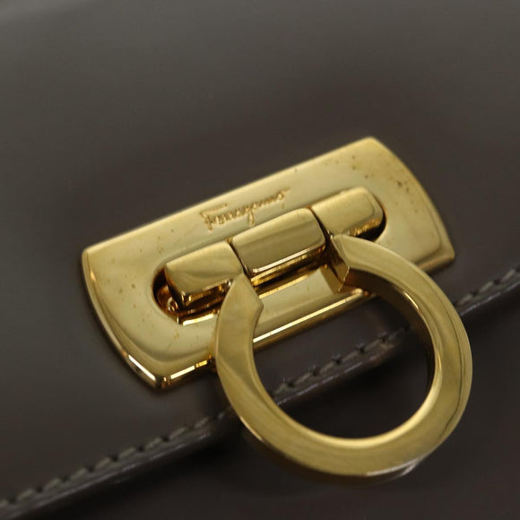 Salvatore Ferragamo Gancini Handtas Email 2-weg Grijs Auth 77671