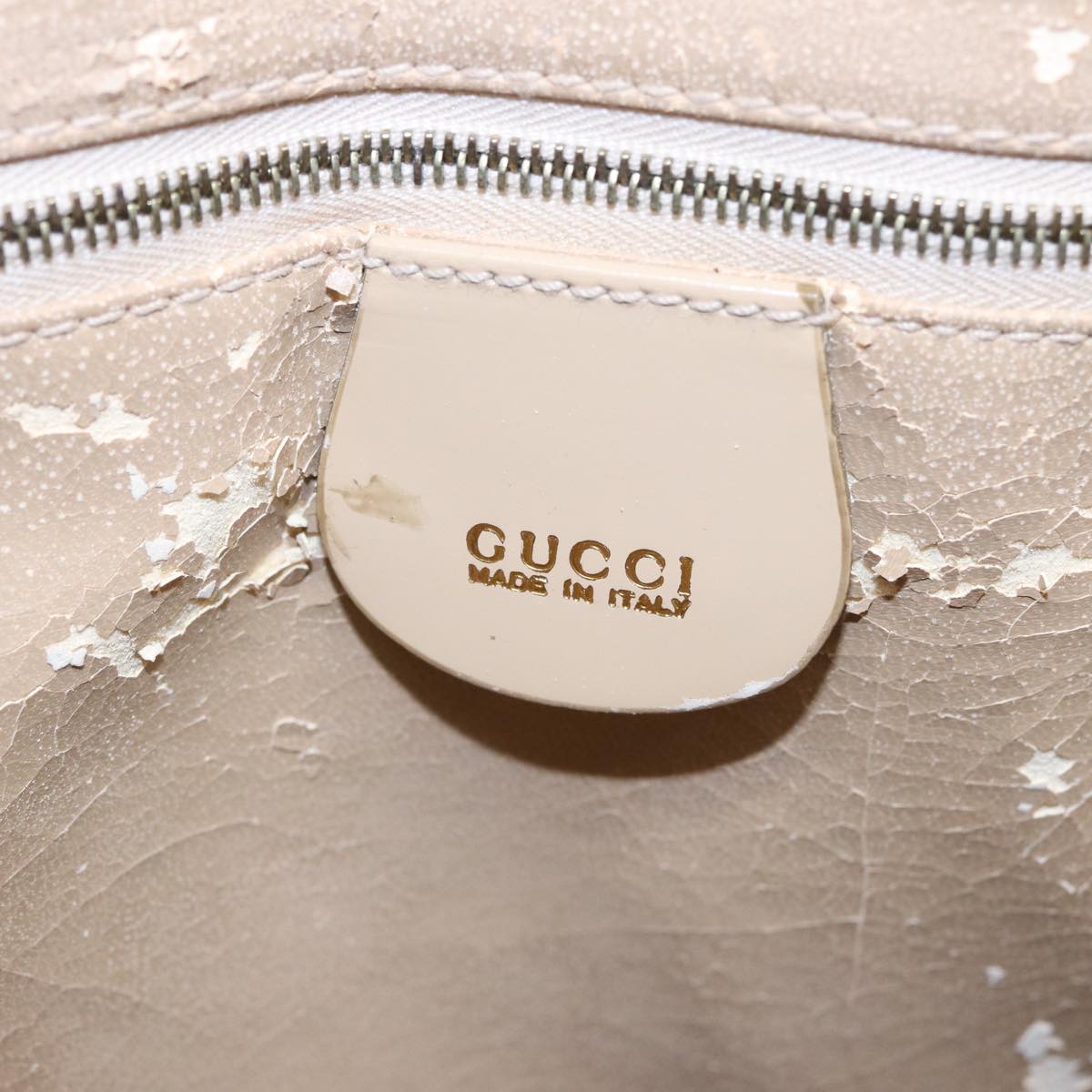 GUCCI Tote Bag Enamel Beige 002 1046 0407 Auth 77675