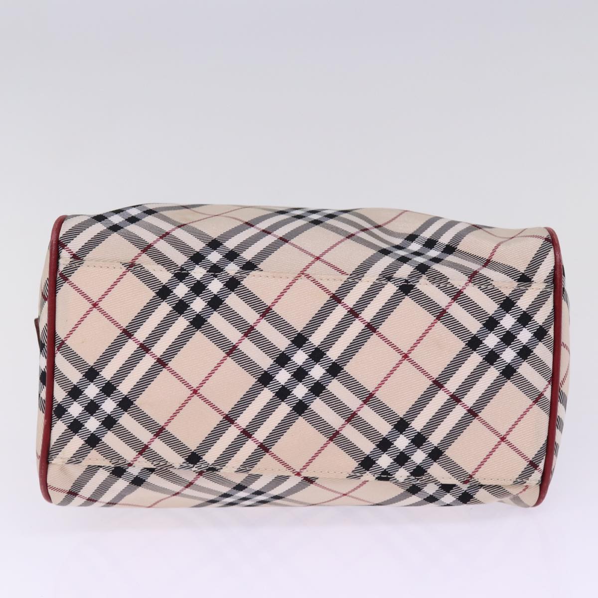 BURBERRY Nova Check Blue Label Hand Bag Nylon Beige Auth 77676