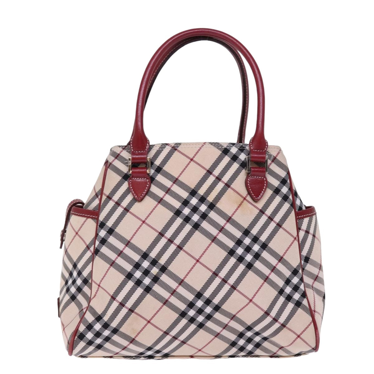 BURBERRY Nova Check Blue Label Hand Bag Nylon Beige Auth 77676