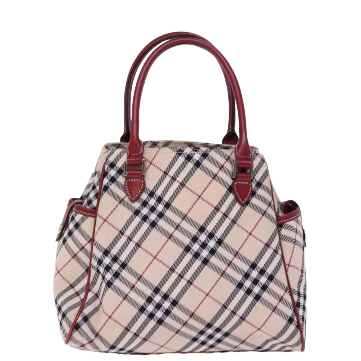 BURBERRY Nova Check Blue Label Hand Bag Nylon Beige Auth 77676