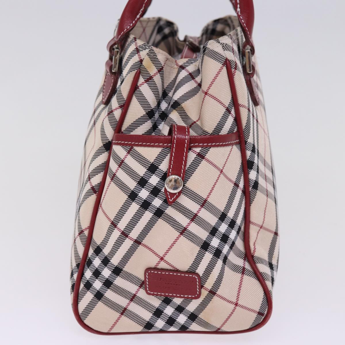 BURBERRY Nova Check Blue Label Hand Bag Nylon Beige Auth 77676