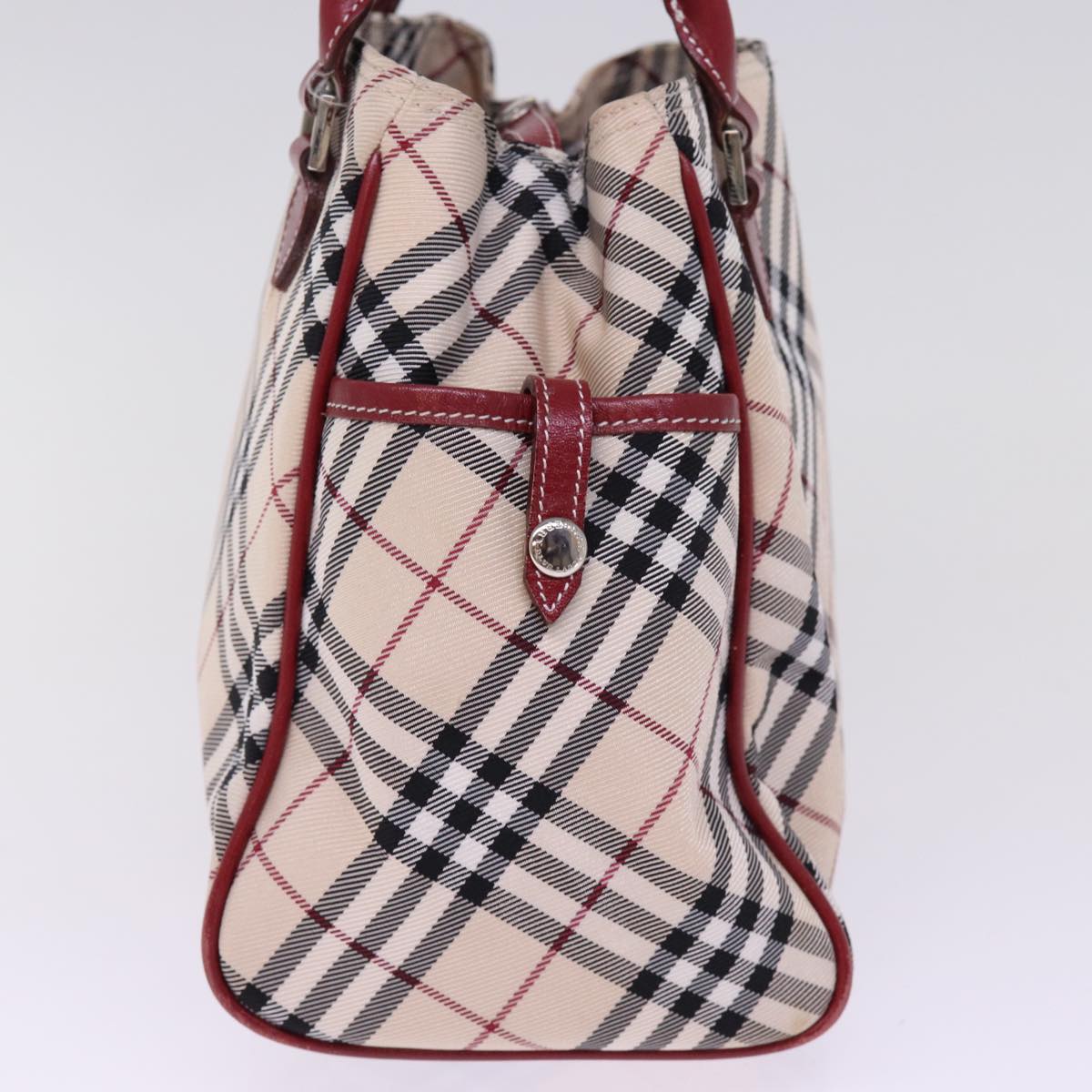 BURBERRY Nova Check Blue Label Hand Bag Nylon Beige Auth 77676