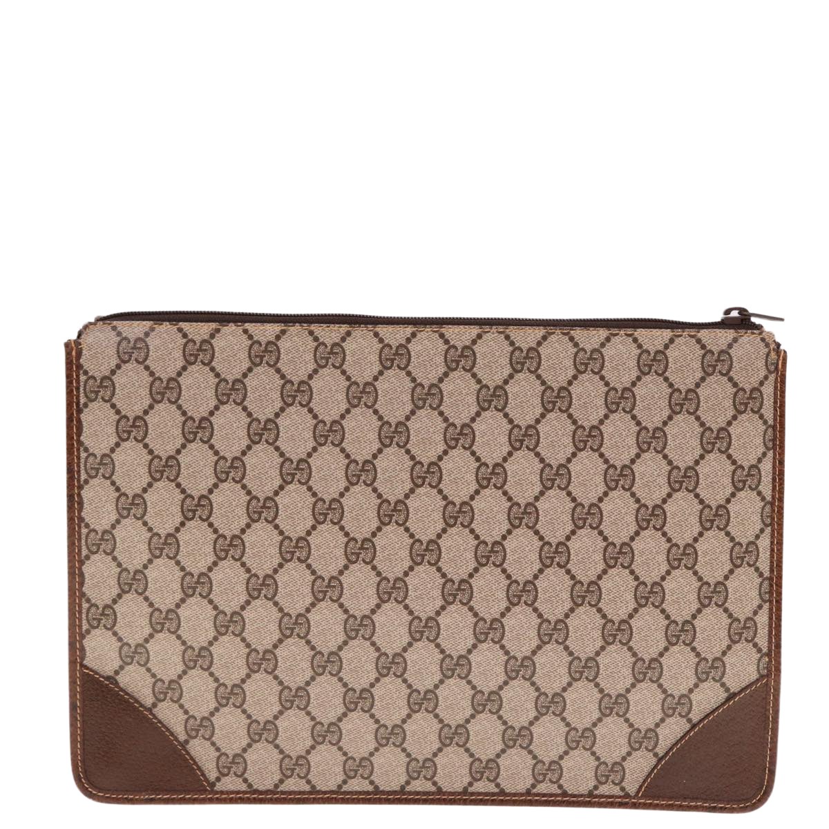 GUCCI GG Supreme Clutch Bag PVC Beige 40 01 029 Auth 77682 - 0