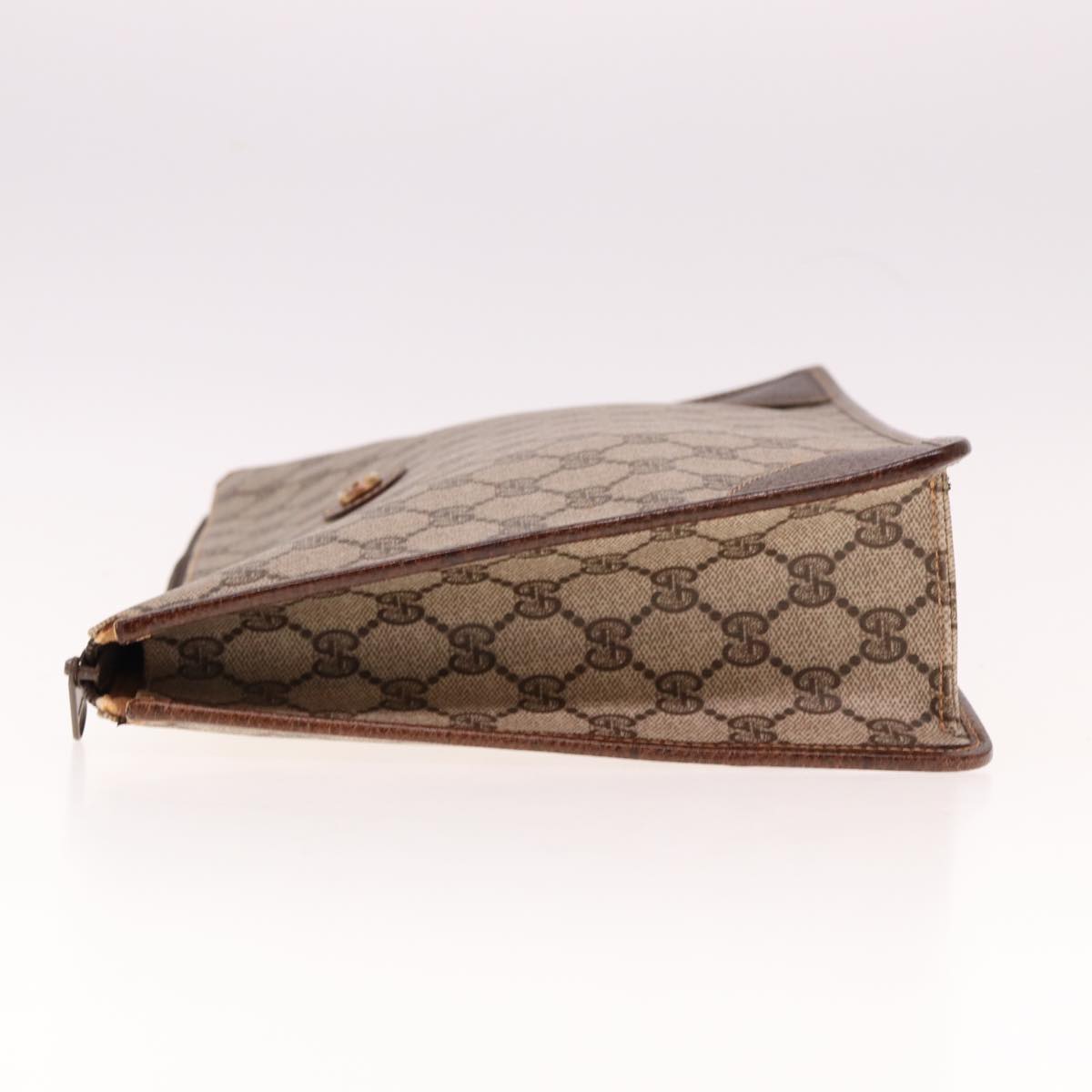 GUCCI GG Supreme Clutch Bag PVC Beige 40 01 029 Auth 77682