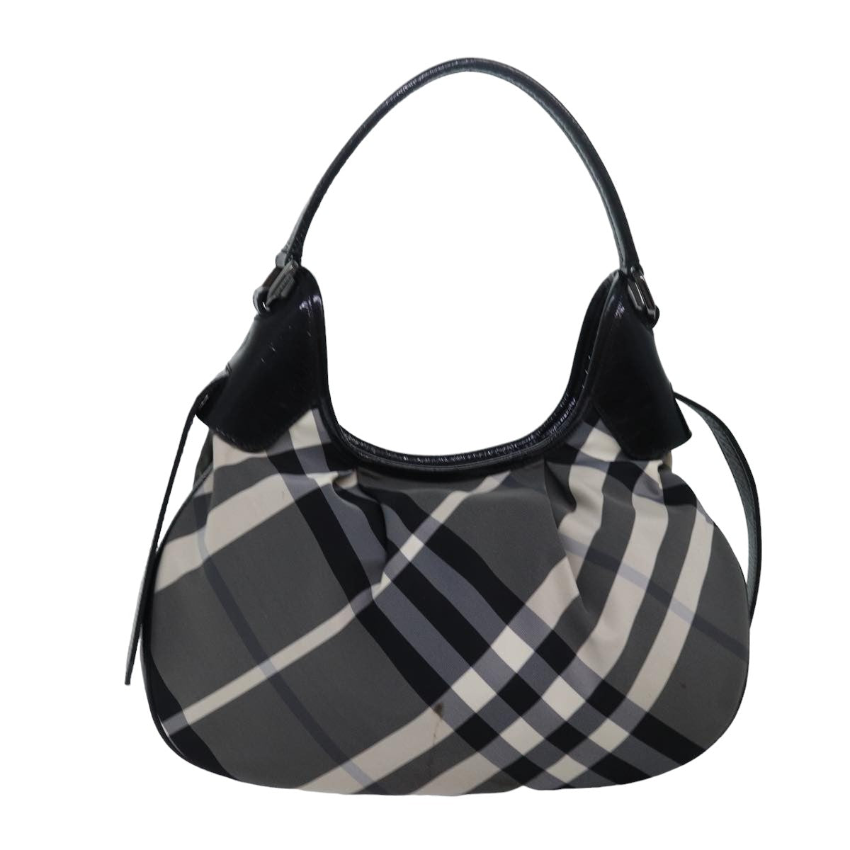 BURBERRY Nova Check Shoulder Bag Nylon Gray Auth 77687