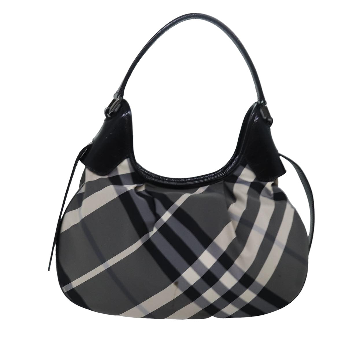 BURBERRY Nova Check Shoulder Bag Nylon Gray Auth 77687