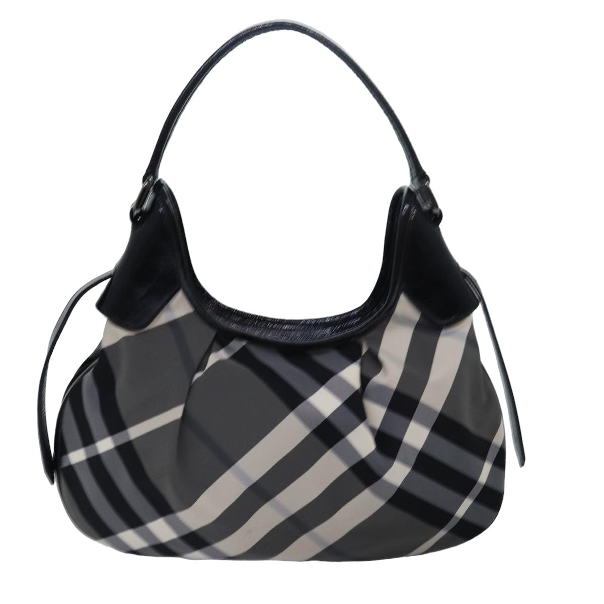 BURBERRY Nova Check Shoulder Bag Nylon Gray Auth 77687