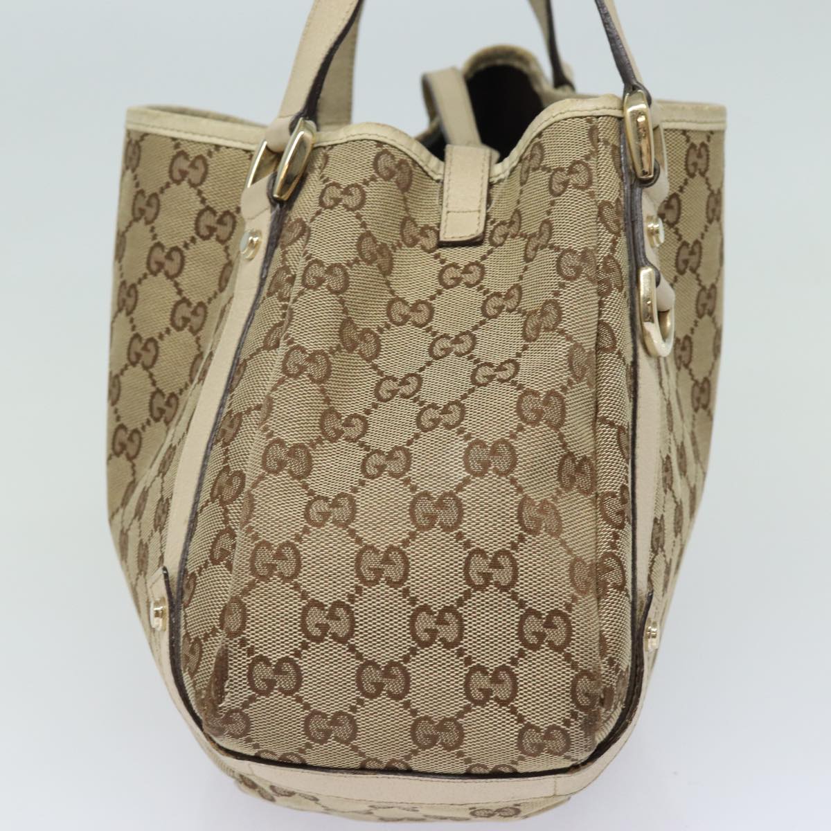 GUCCI GG Canvas Tote Bag Beige 130736 Auth 77689