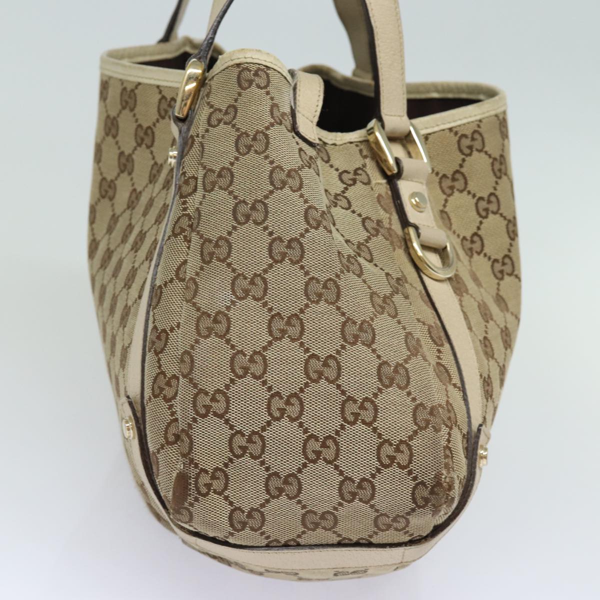 GUCCI GG Canvas Tote Bag Beige 130736 Auth 77689