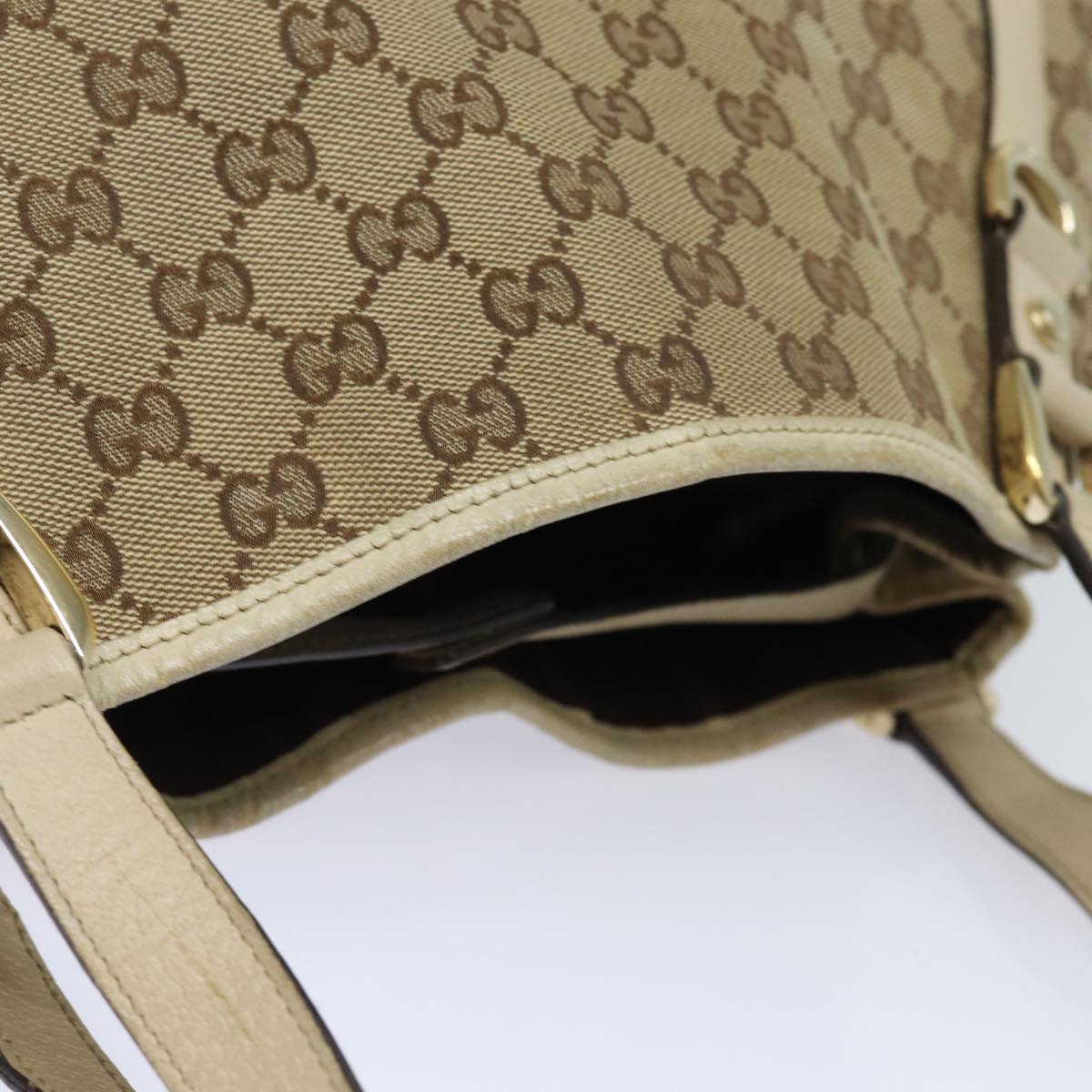 GUCCI GG Canvas Tote Bag Beige 130736 Auth 77689