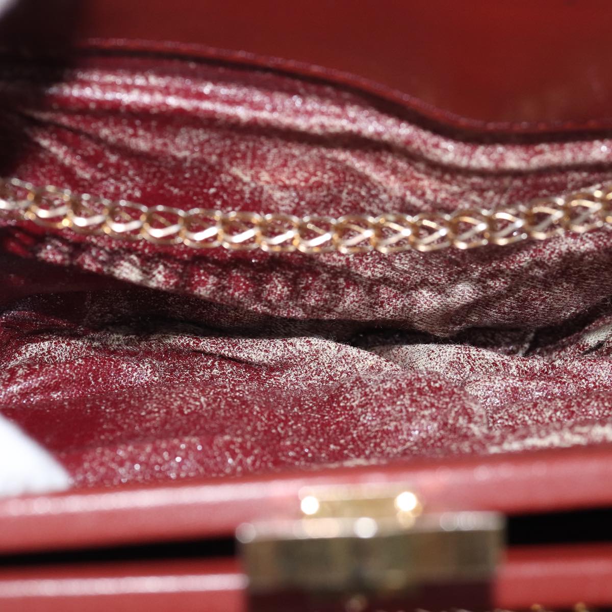 CARTIER Shoulder Bag Leather Red Auth 77692