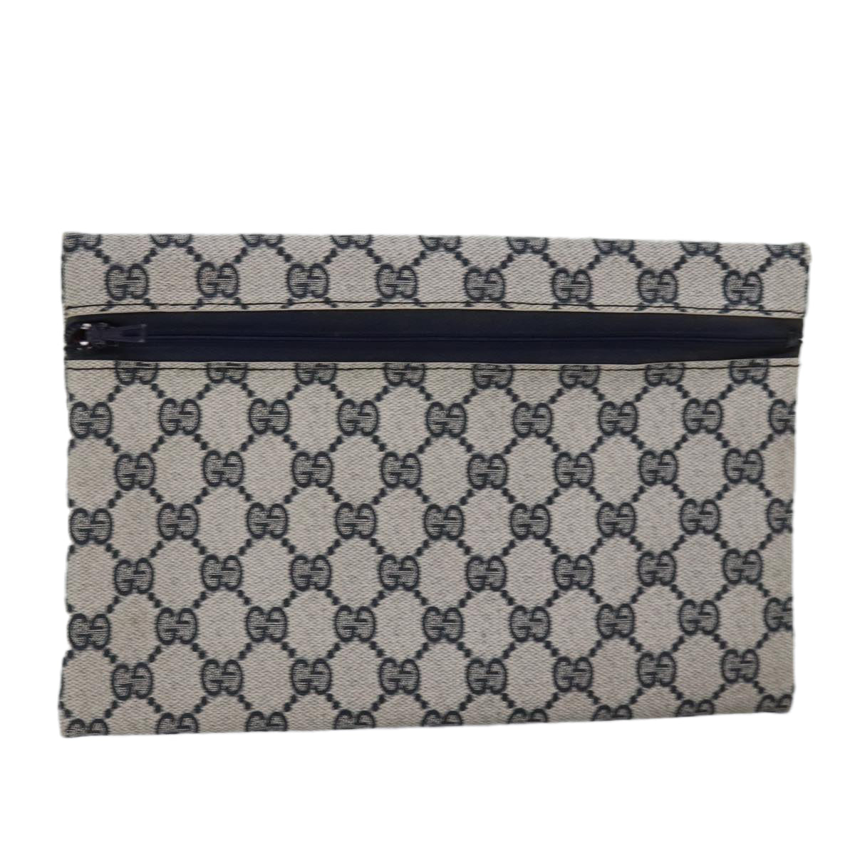 GUCCI GG Supreme Pouch PVC Leather Navy Auth 77700