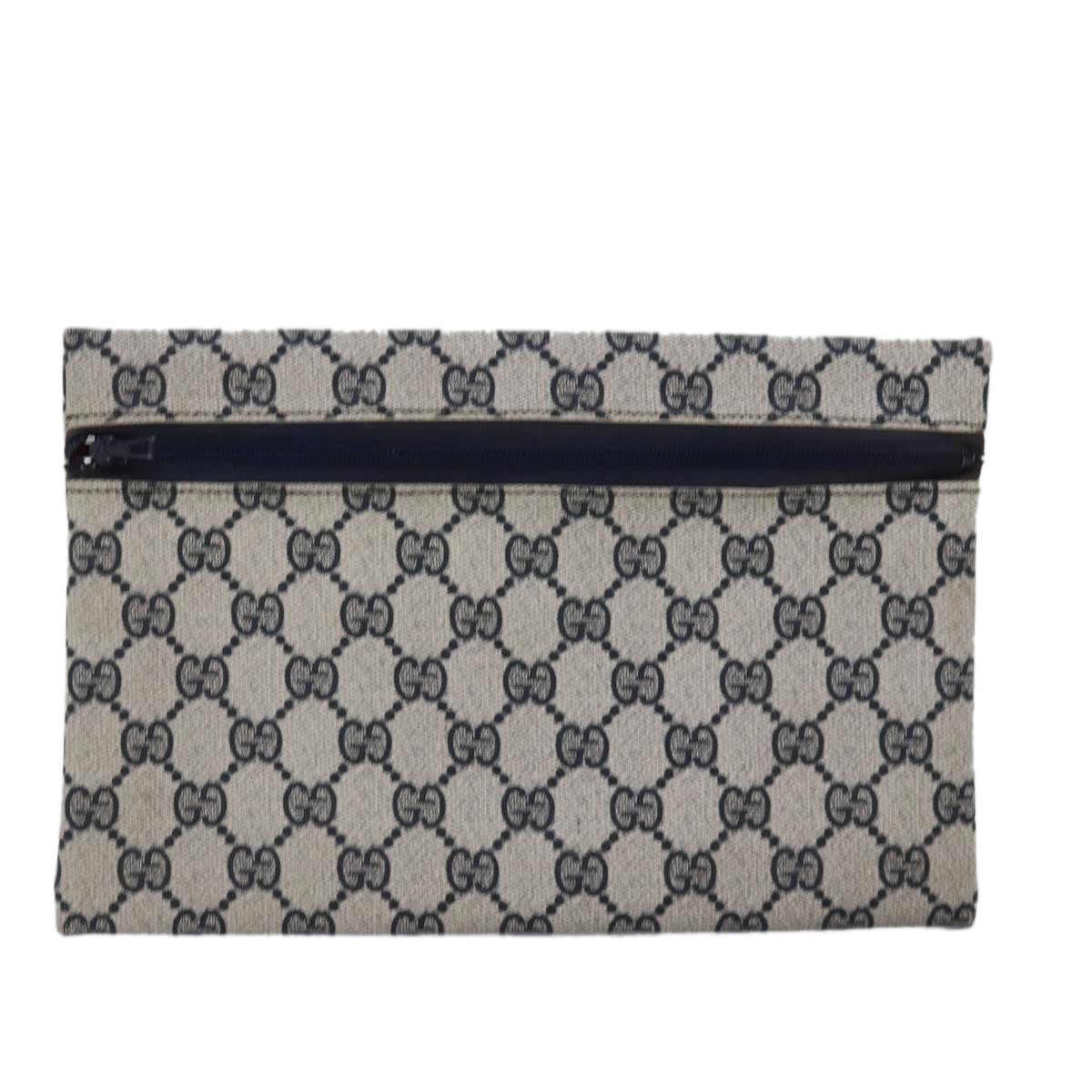 GUCCI GG Supreme Pouch PVC Leather Navy Auth 77700