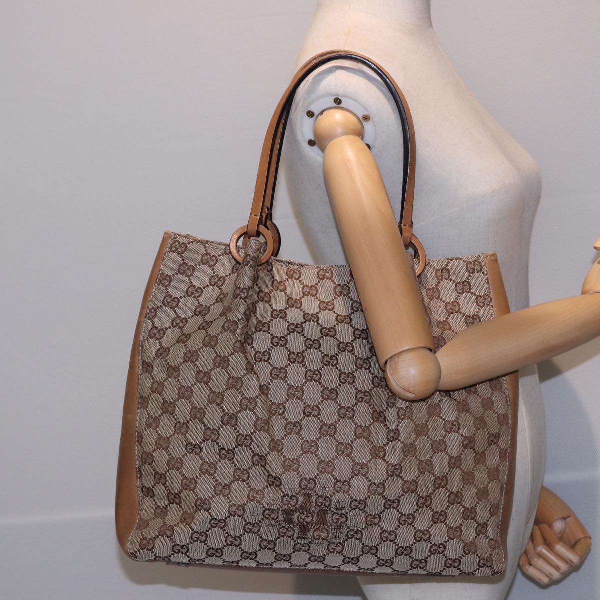 GUCCI GG Canvas Tote Bag Beige 101920 Auth 77708