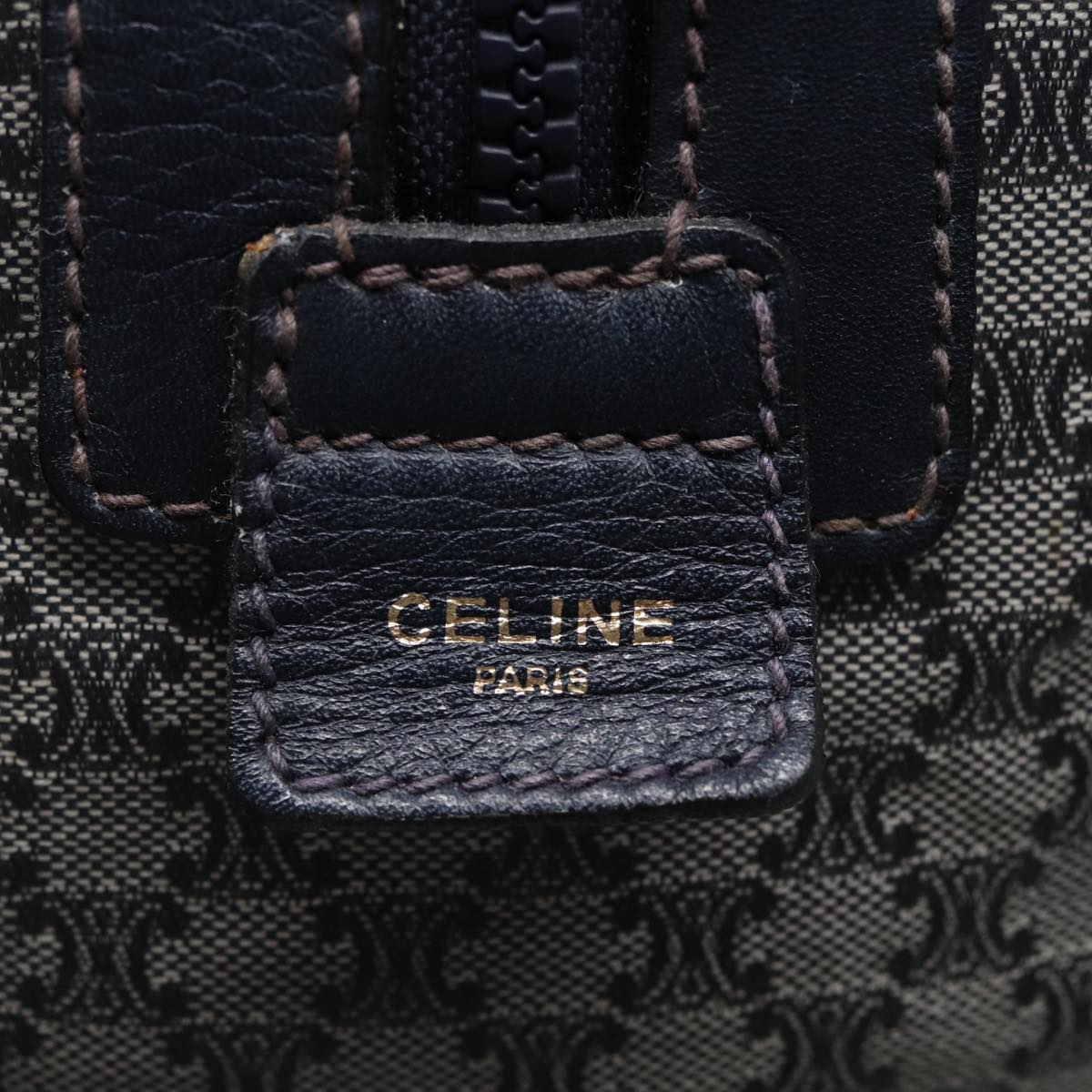 CELINE Macadam Canvas Boston Bag Navy Auth 77711