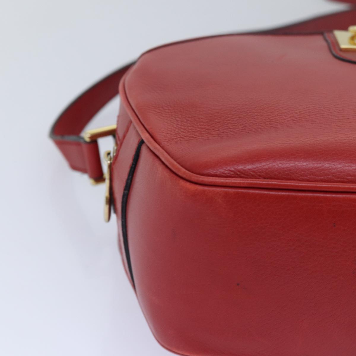 CELINE Shoulder Bag Leather Red Auth 77720