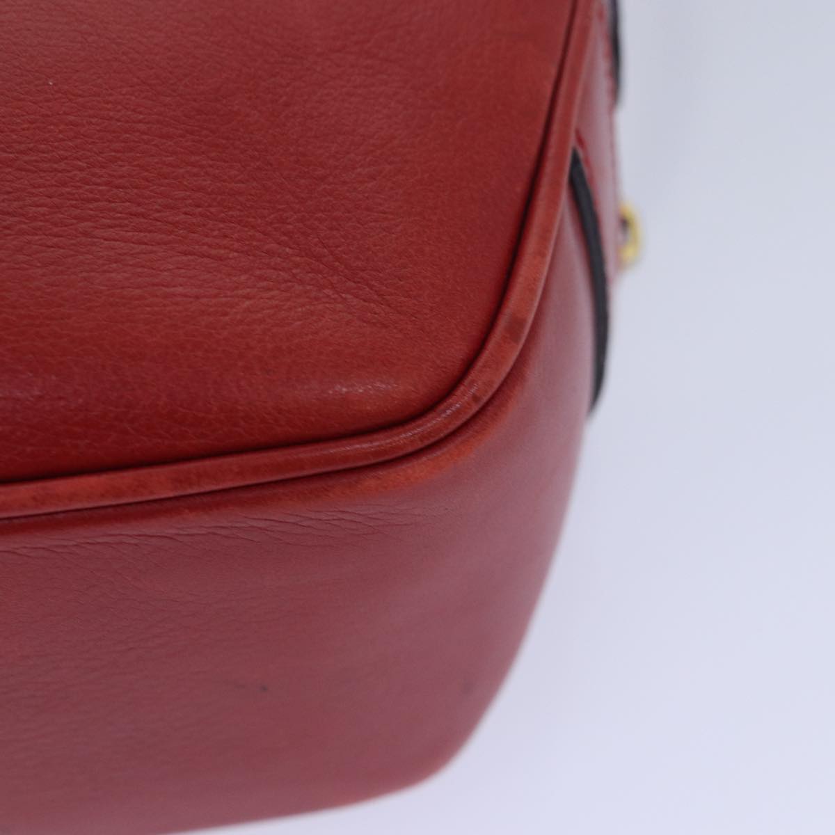 CELINE Shoulder Bag Leather Red Auth 77720