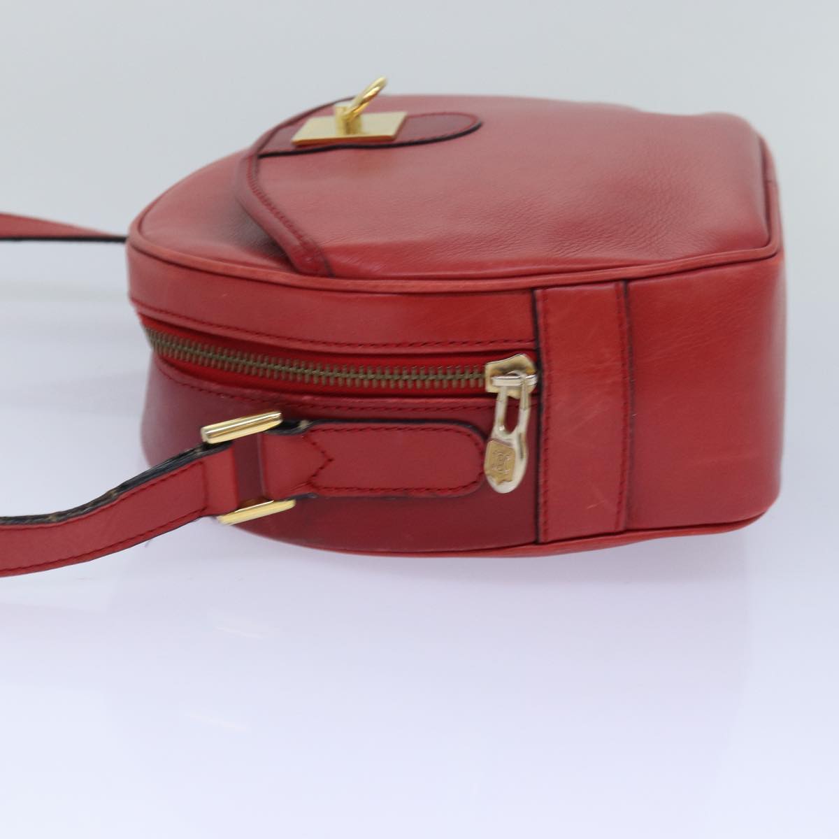 CELINE Shoulder Bag Leather Red Auth 77720