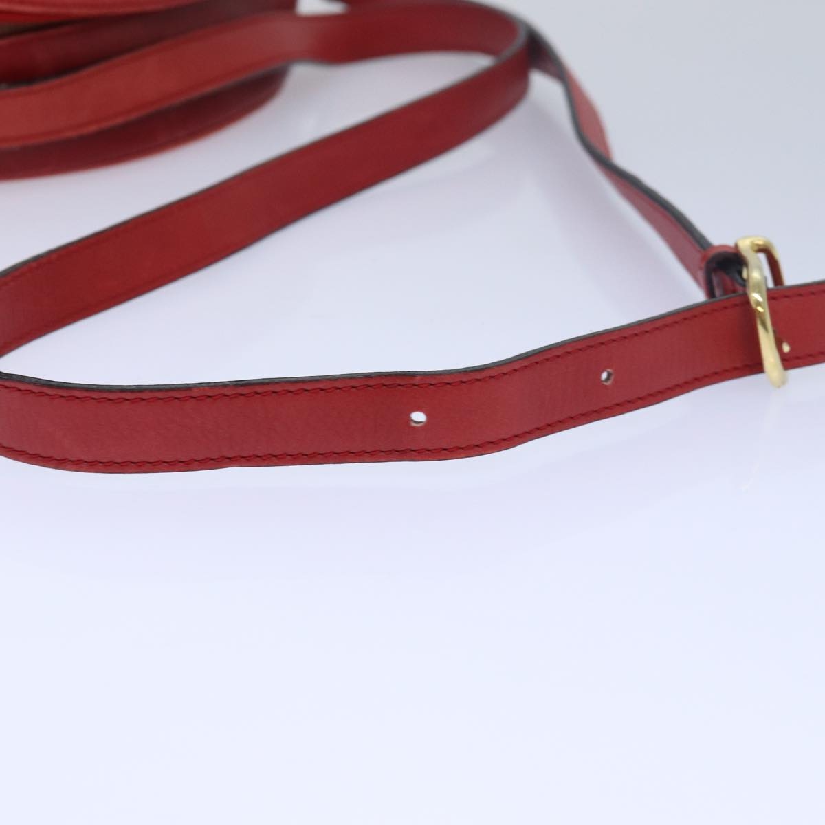 CELINE Shoulder Bag Leather Red Auth 77720