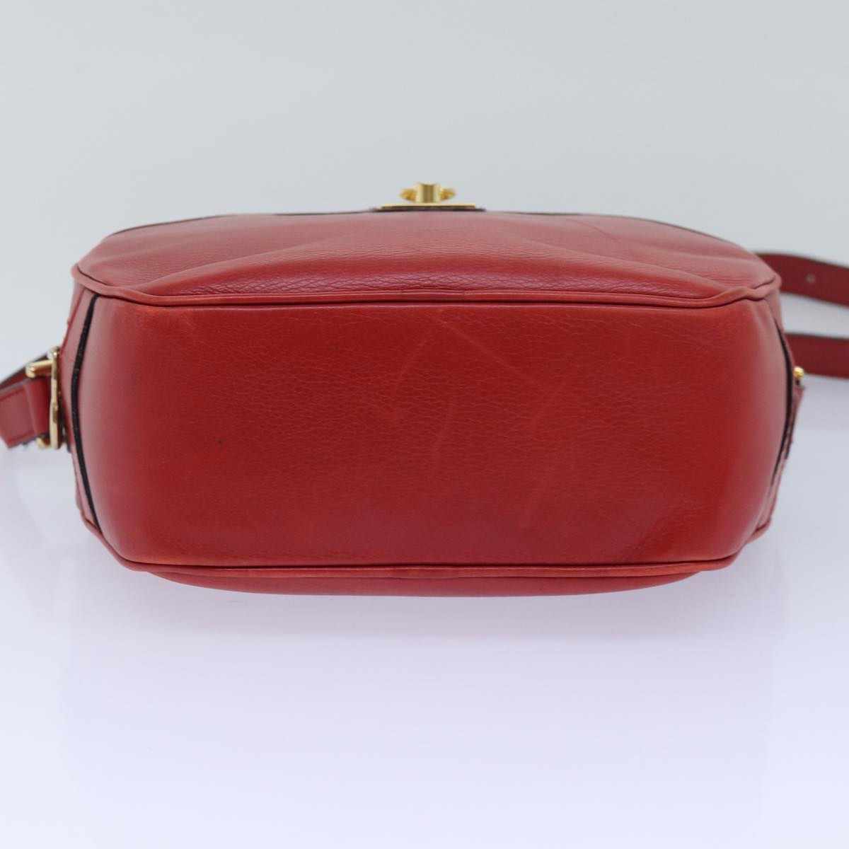 CELINE Shoulder Bag Leather Red Auth 77720