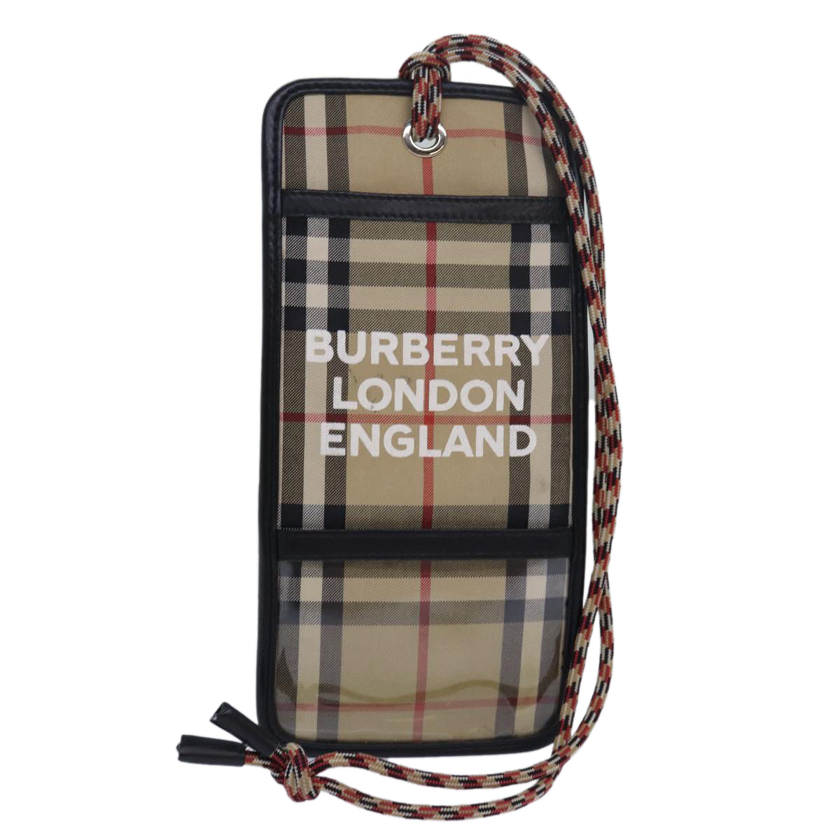 BURBERRY Nova Check Card Case Canvas Beige Auth 77722