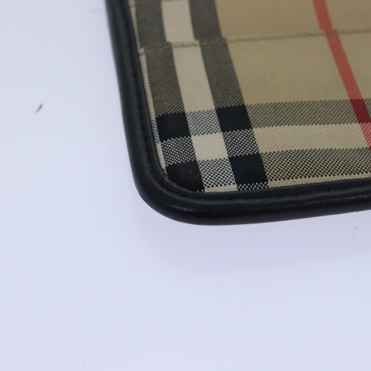 BURBERRY Nova Check Card Case Canvas Beige Auth 77722