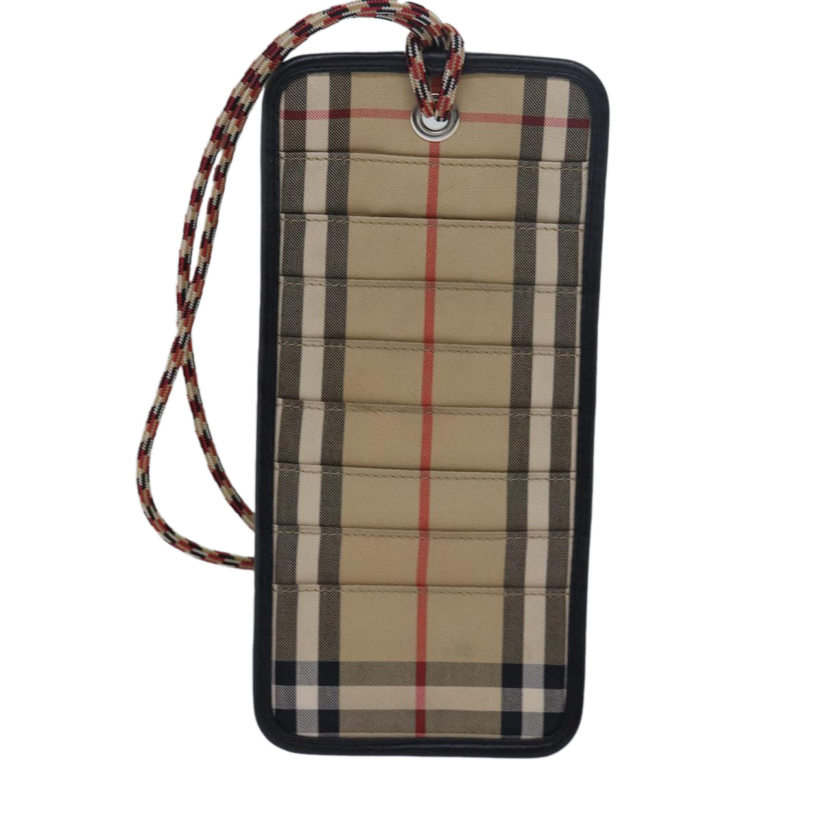 BURBERRY Nova Check Card Case Canvas Beige Auth 77722