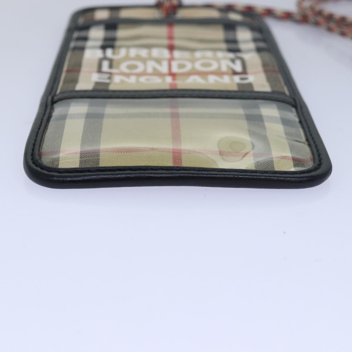 BURBERRY Nova Check Card Case Canvas Beige Auth 77722