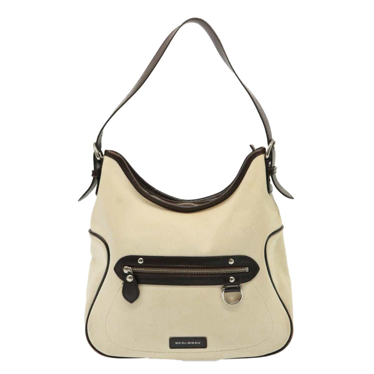 BURBERRY Shoulder Bag Canvas Cream Auth 77727