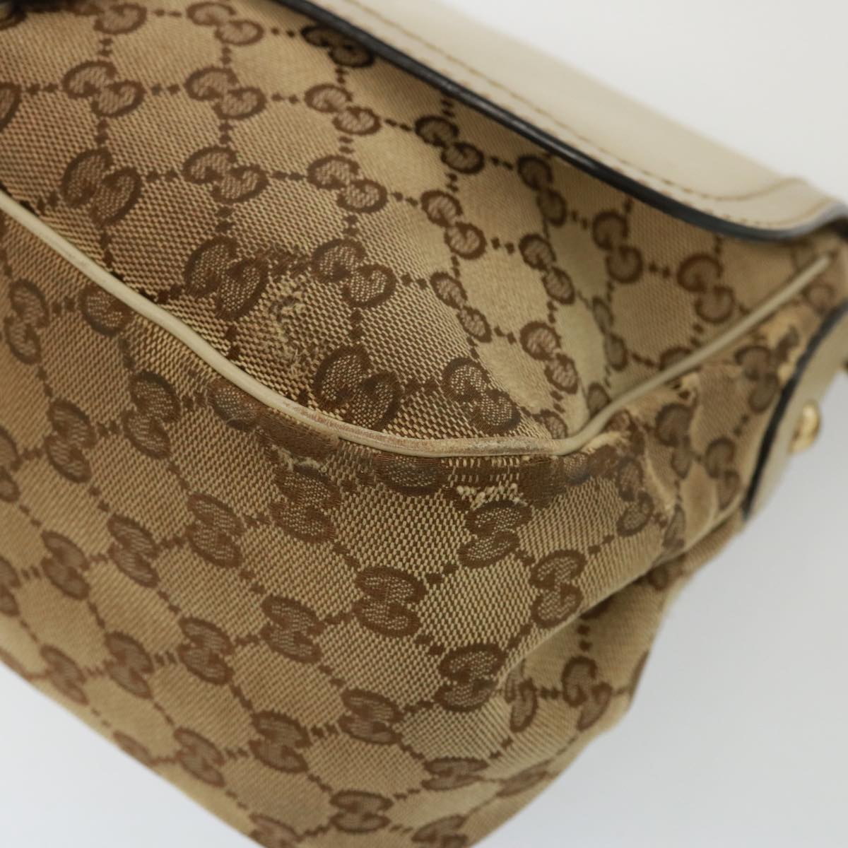 GUCCI GG Canvas Shoulder Bag Beige 308452 Auth 77733