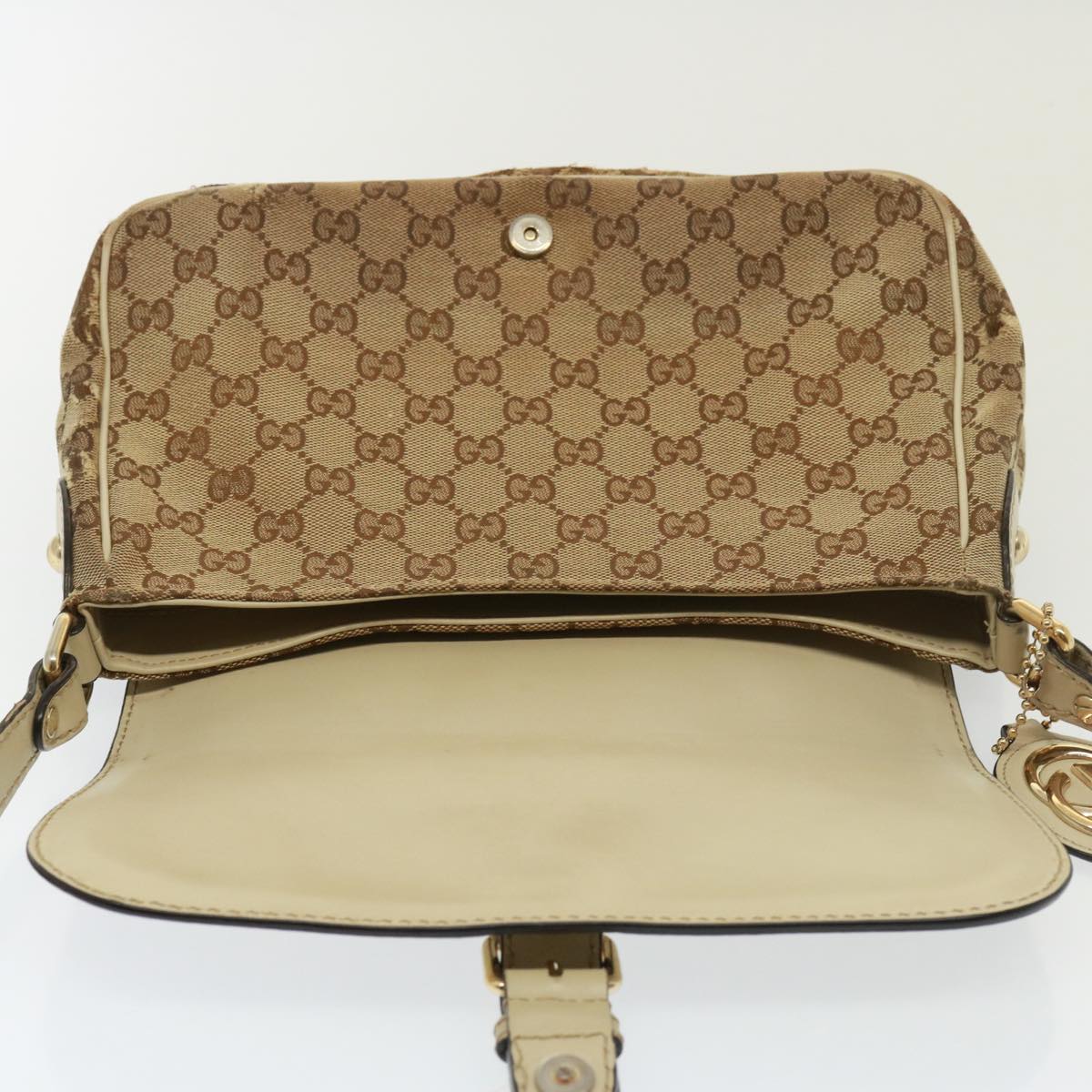 GUCCI GG Canvas Shoulder Bag Beige 308452 Auth 77733