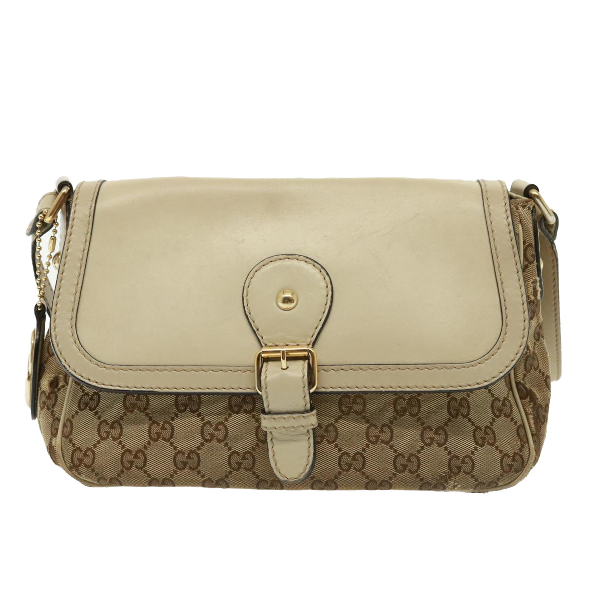 GUCCI GG Canvas Shoulder Bag Beige 308452 Auth 77733