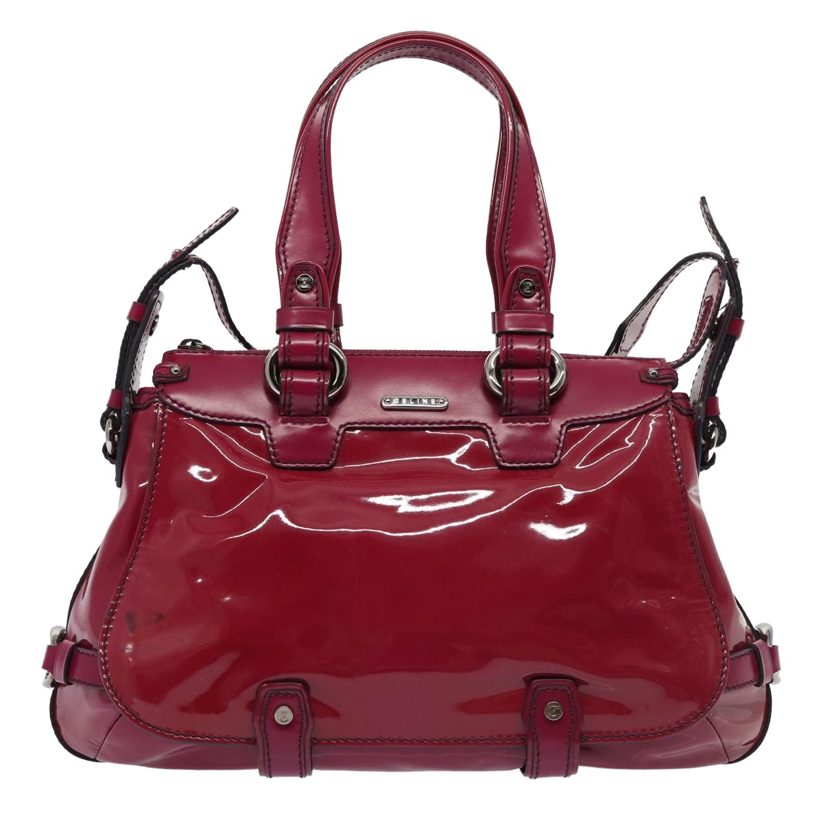 CELINE Hand Bag Patent leather 2way Pink Auth 77739