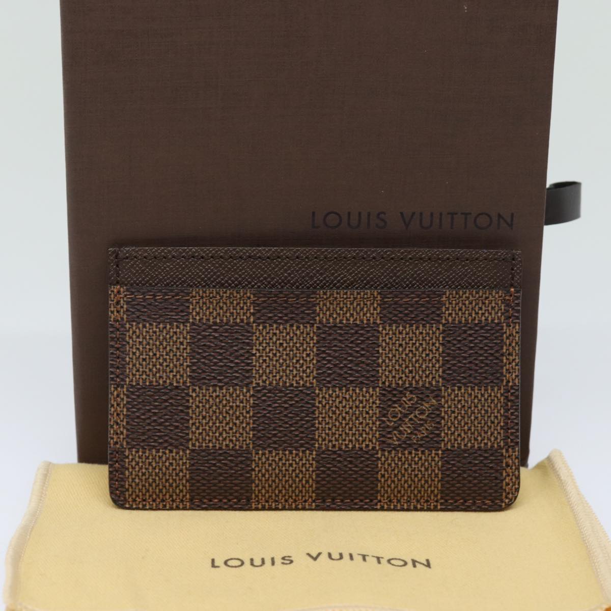 LOUIS VUITTON Damier Ebene Porte Cartes  Simple Card Case N61722 LV Auth 77746