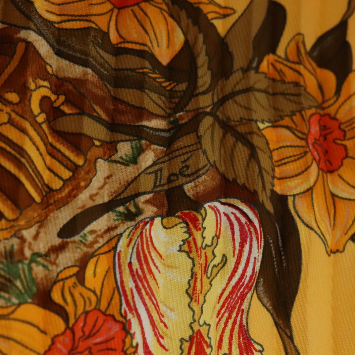 HERMES Carre Pleated Scarf ""Au Pays de Cocagne"" Silk Yellow Auth 77751