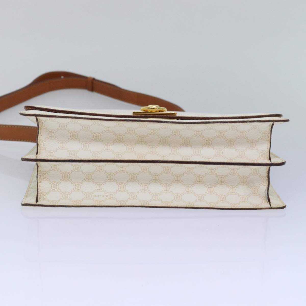 CELINE Macadam Canvas Shoulder Bag PVC White Auth 77759