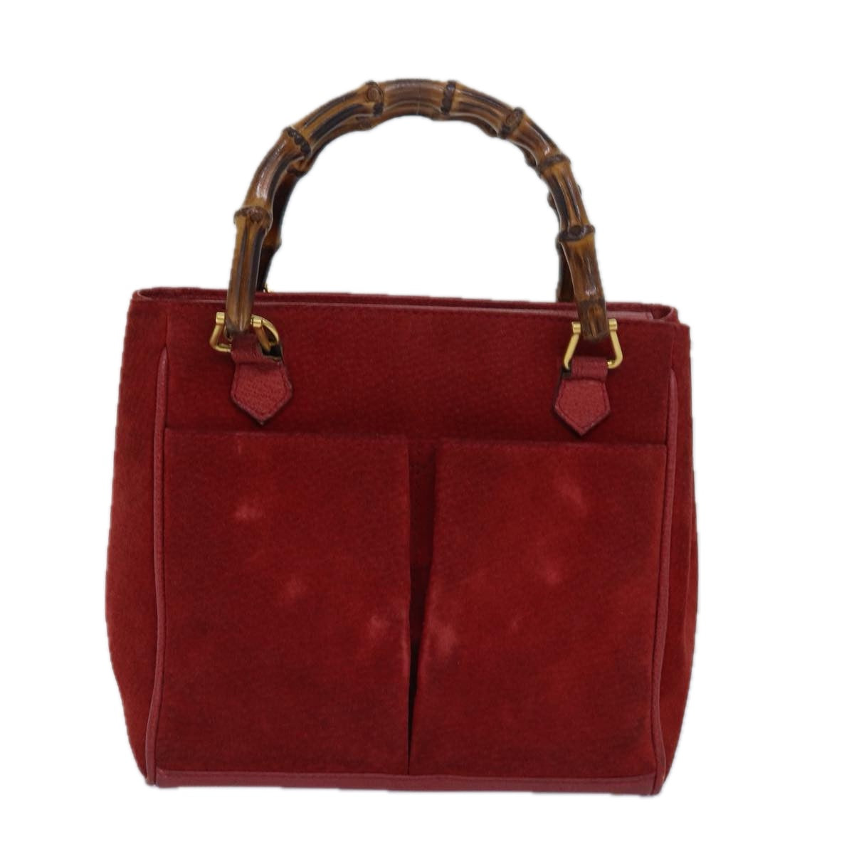 GUCCI Bamboo Hand Bag Red 002 123 0260 Auth 77760