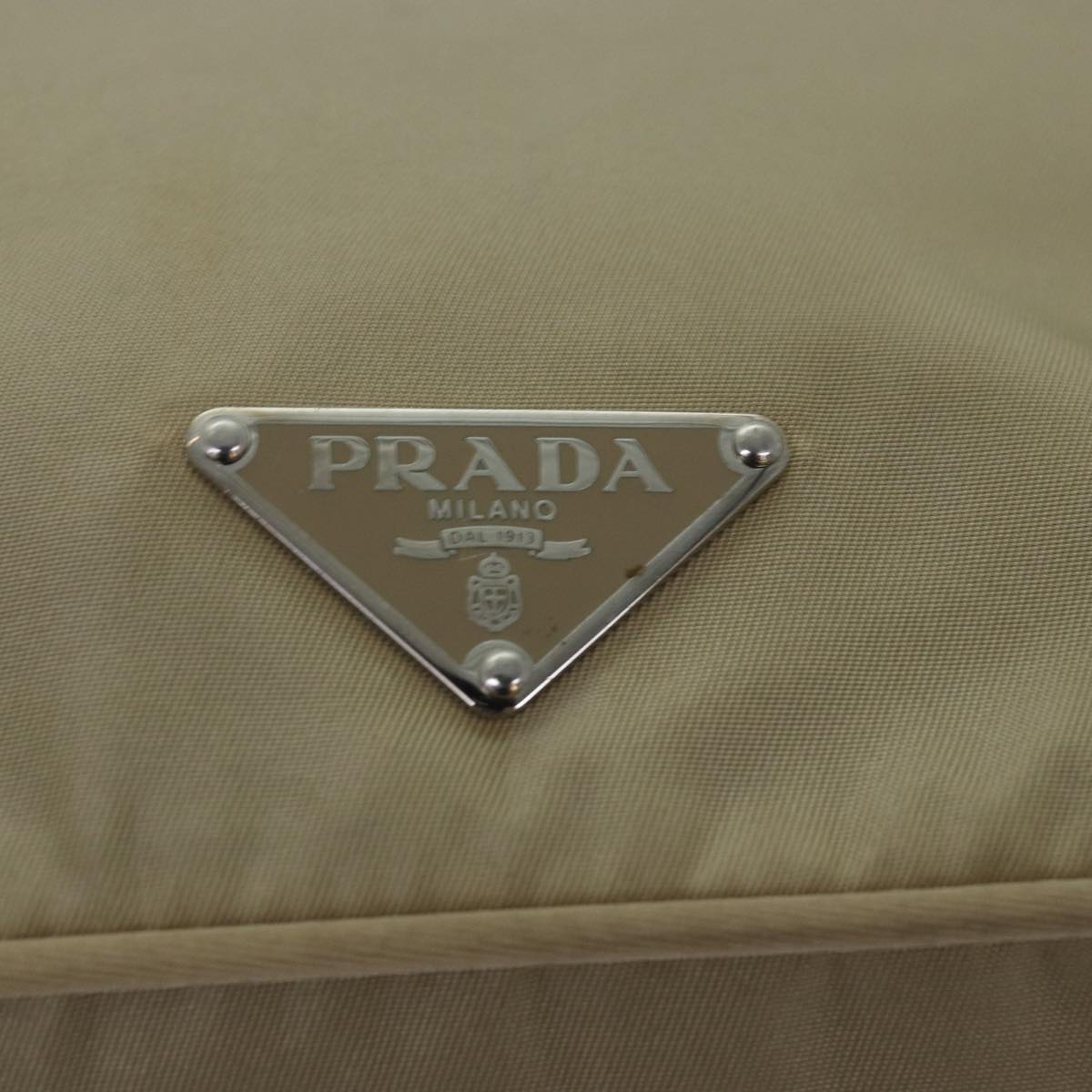 PRADA Accessory Pouch Nylon Beige Auth 77764