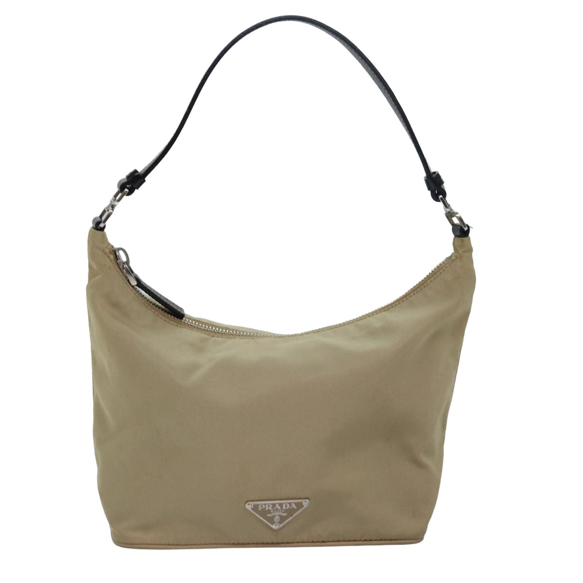 PRADA Accessory Pouch Nylon Beige Auth 77764