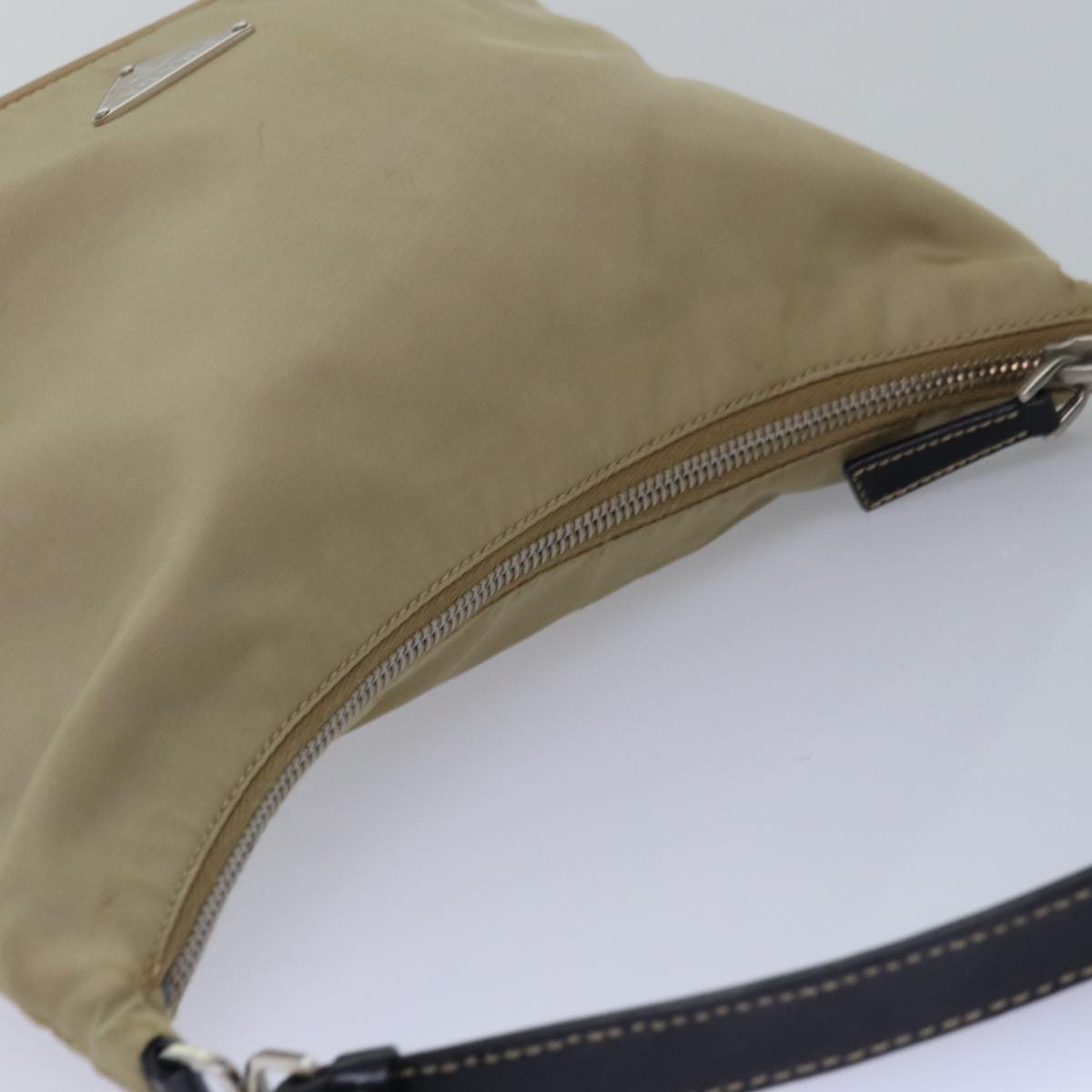 PRADA Accessory Pouch Nylon Beige Auth 77764