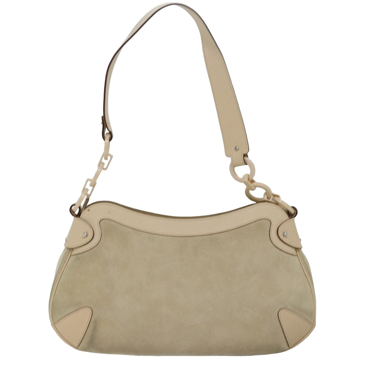 Salvatore Ferragamo Gancini Shoulder Bag Suede Leather Beige Auth 77770