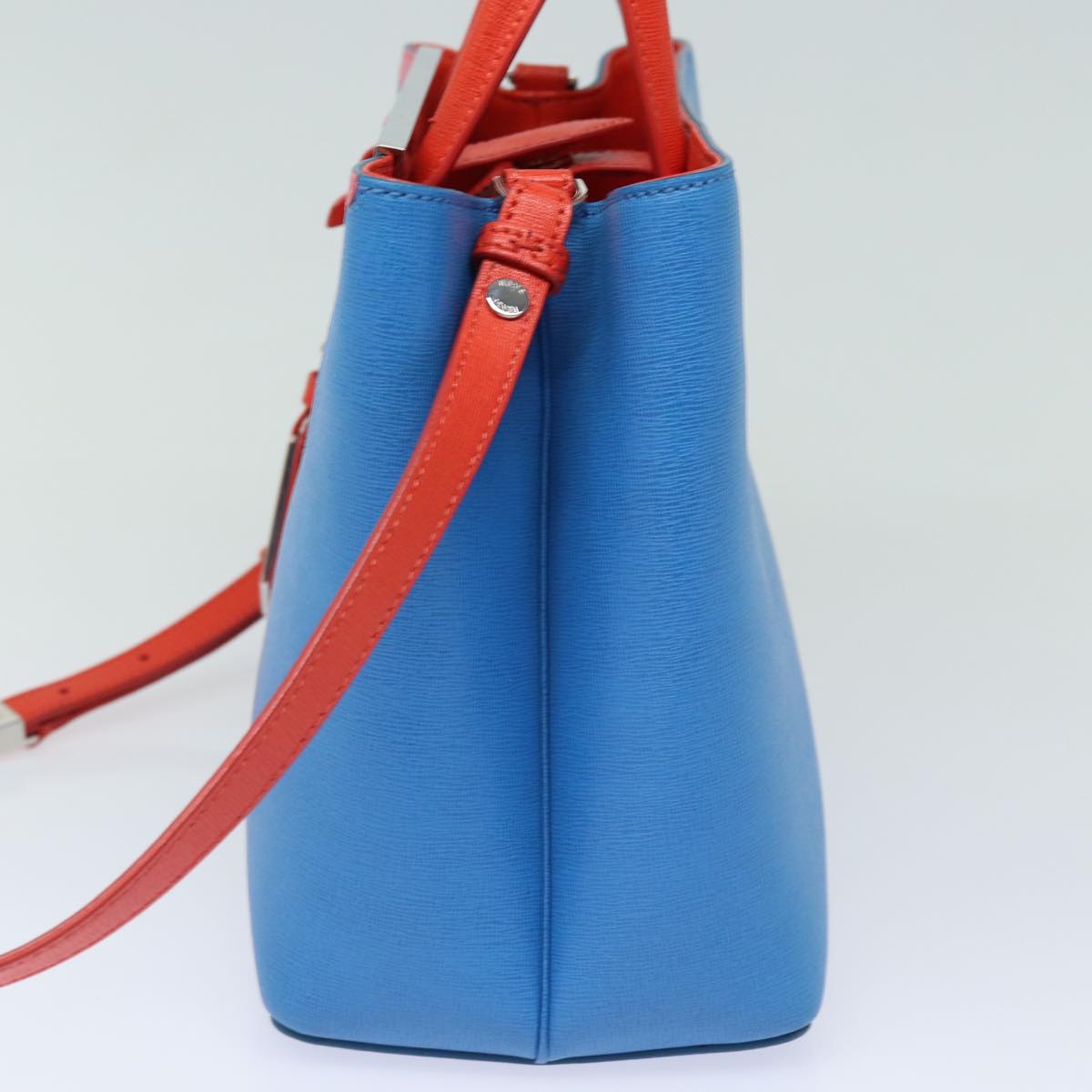 FENDI Hand Bag Leather 2way Blue Auth 77771A