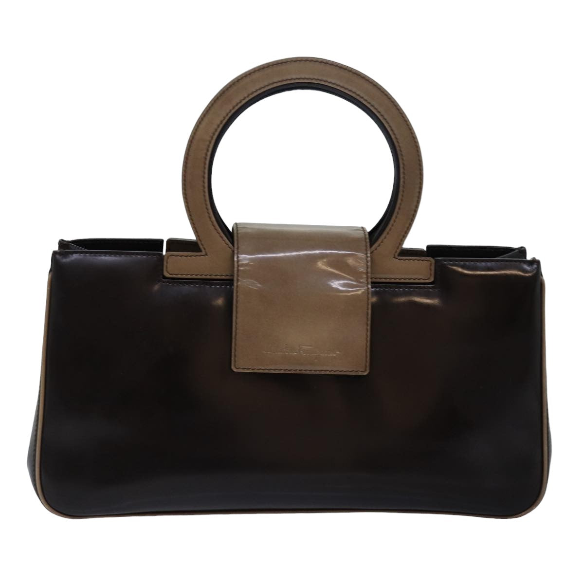 Salvatore Ferragamo Hand Bag Patent leather Brown Auth 77778