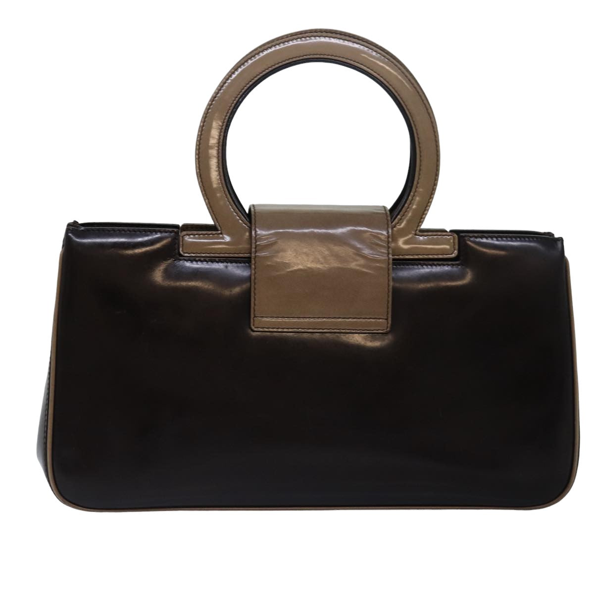 Salvatore Ferragamo Hand Bag Patent leather Brown Auth 77778 - 0