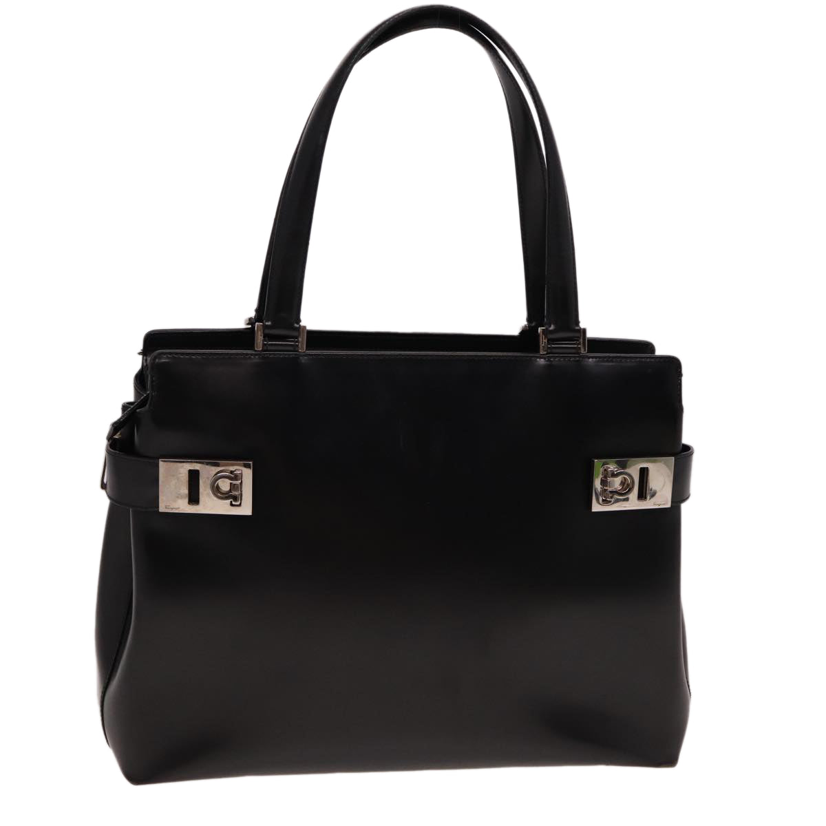 Salvatore Ferragamo Gancini Tote Bag Patent leather Black Auth 77779