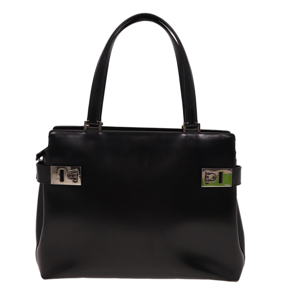 Salvatore Ferragamo Gancini Tote Bag Patent leather Black Auth 77779