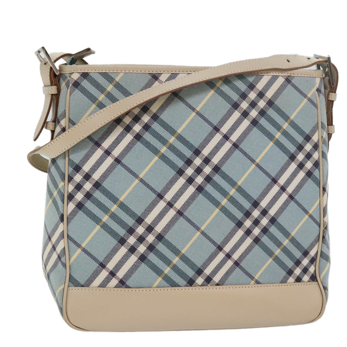 BURBERRY Nova Check Blue Label Shoulder Bag Canvas Light Blue Auth 77791