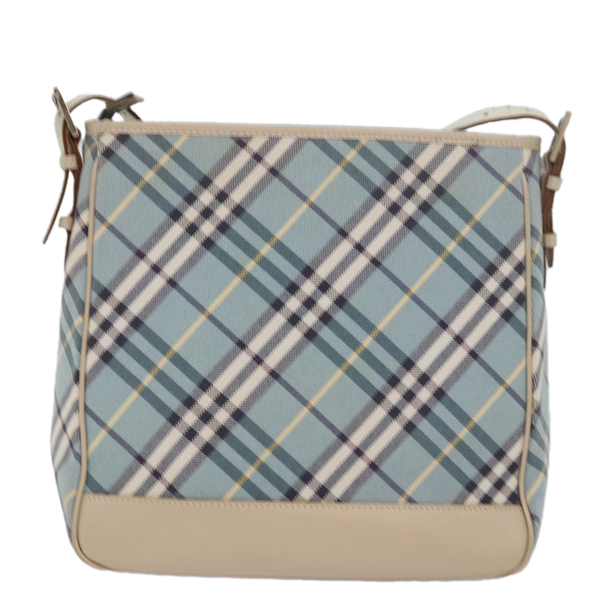 BURBERRY Nova Check Blue Label Shoulder Bag Canvas Light Blue Auth 77791